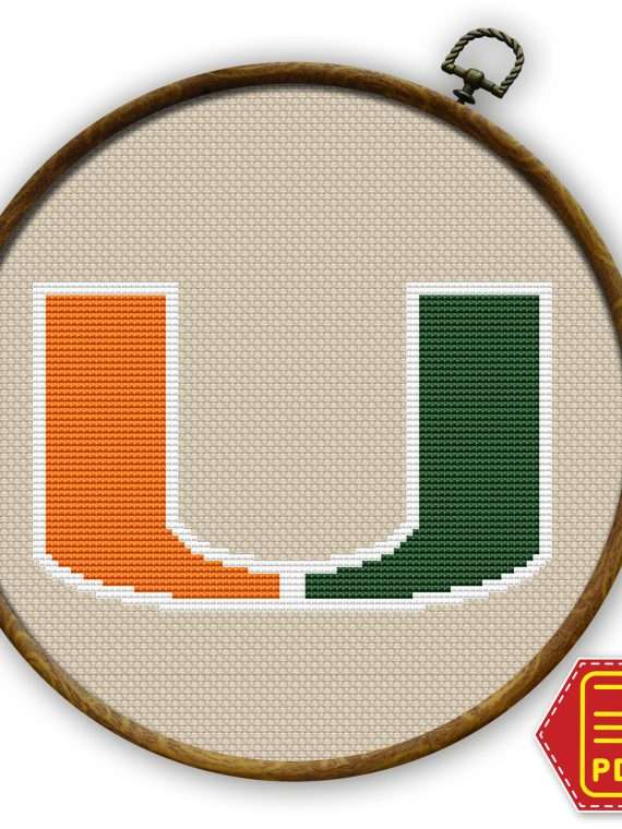 Miami Hurricanes Emblem Counted Cross Stitch Pattern - Download in PDF