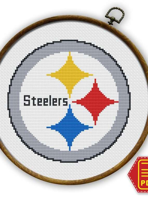 Pittsburgh Steelers Logo Counted Cross Stitch Pattern - Download in PDF