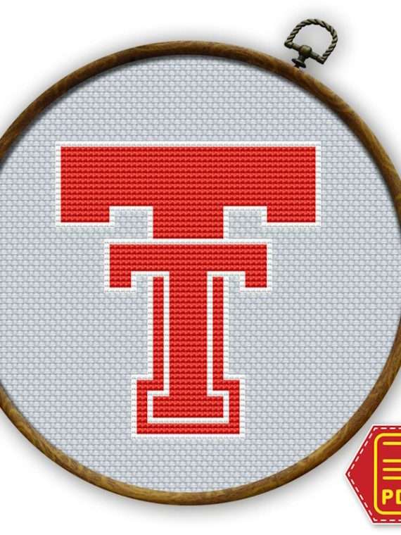 Texas Tech Red Raiders Emblem Counted Cross Stitch Pattern - Download in PDF