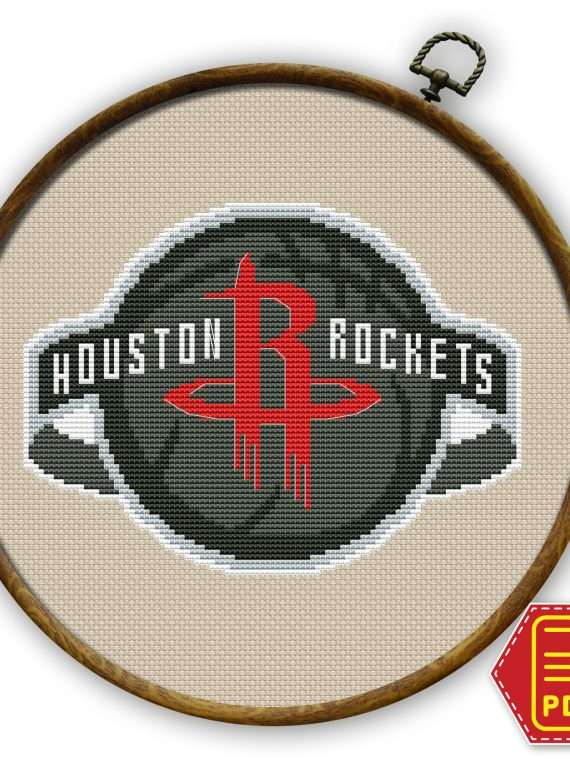 Houston Rockets Emblem Counted Cross Stitch Pattern - Download in PDF