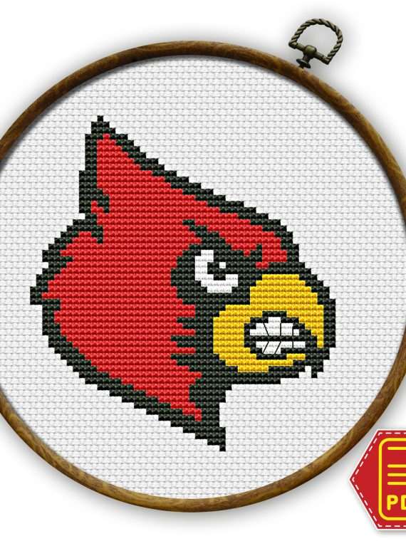 Louisville Cardinals Logo Counted Cross Stitch Pattern - PDF Download