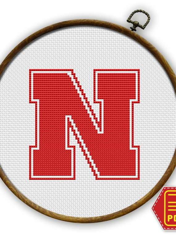Nebraska Cornhuskers Emblem Counted Cross Stitch Pattern - Download in PDF