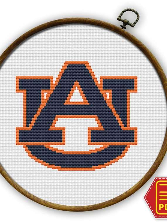 Auburn Tigers Emblem Counted Cross Stitch Pattern - Download in PDF