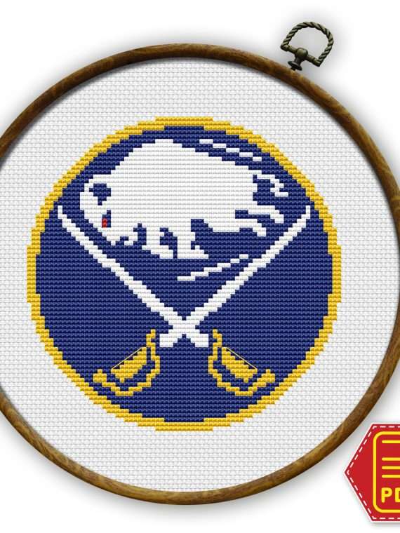 Buffalo Sabres Emblem Counted Cross Stitch Pattern - Download in PDF