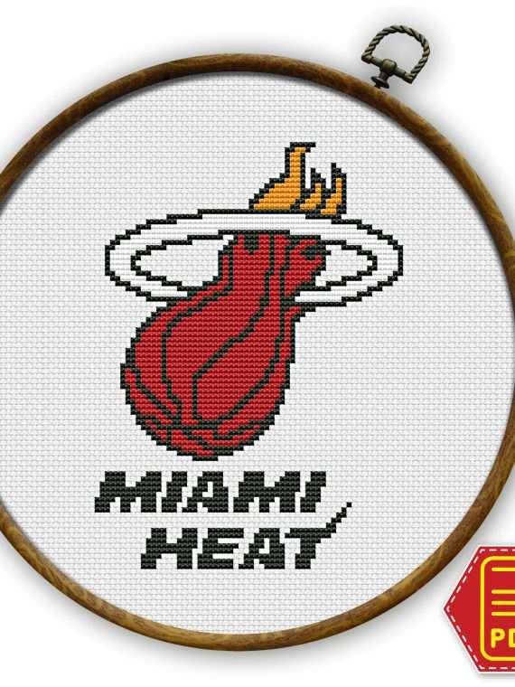 Miami Heat Logo Counted Cross Stitch Pattern - Download in PDF