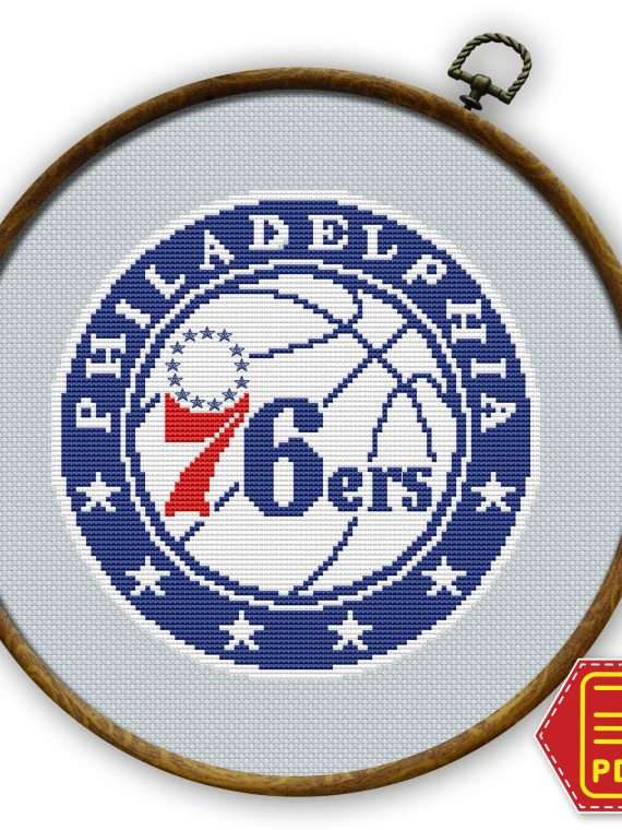 Philadelphia 76ers Emblem Counted Cross Stitch Pattern - Download in PDF