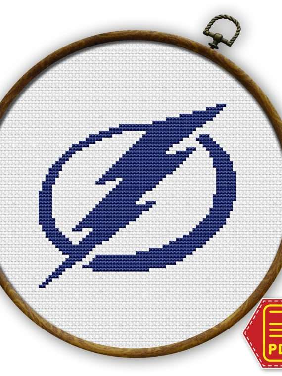 Tampa Bay Lightning Logo Counted Cross Stitch Pattern - Download in PDF