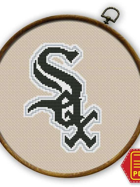 Chicago White Sox Logo Counted Cross Stitch Pattern - PDF File
