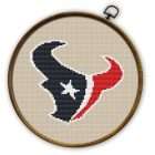 Houston Texans Logo Counted Cross Stitch Pattern - Download in PDF 7 Houston Texans logo cross stitch pattern shown in a wooden embroidery hoop