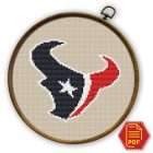 Houston Texans Logo Counted Cross Stitch Pattern - Download in PDF 1 Houston Texans logo counted cross stitch pattern shown in an embroidery hoop with PDF download badge