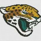 Jacksonville Jaguars Logo Counted Cross Stitch Pattern - Download in PDF 6 Clean preview of Jacksonville Jaguars logo counted cross stitch on white fabric