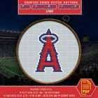 Black and white symbols chart for Los Angeles Angels logo cross stitch pattern