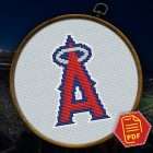 Color block chart for Los Angeles Angels logo counted cross stitch pattern