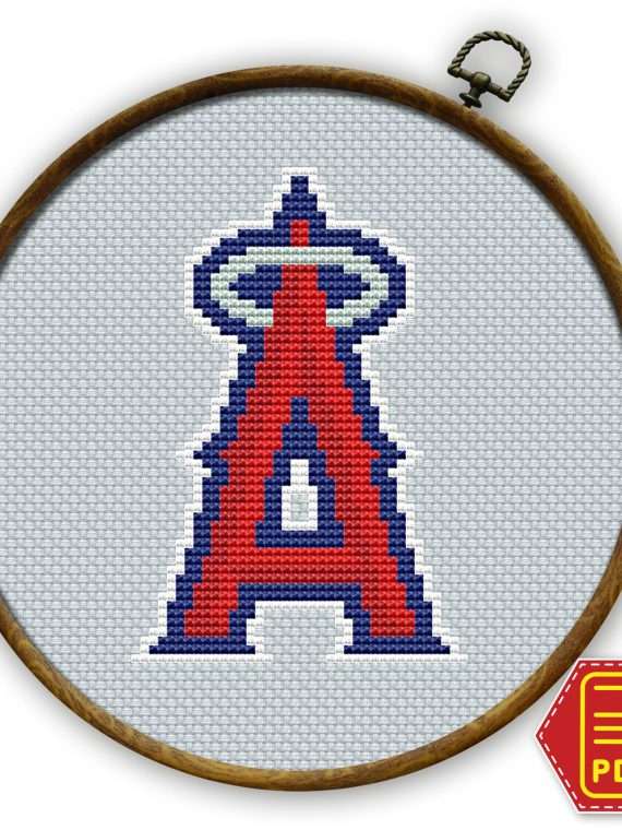 Los Angeles Angels logo counted cross stitch pattern cover page