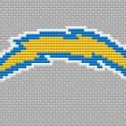 Los Angeles Chargers Logo Counted Cross Stitch Pattern - Download in PDF 6 Clean preview of Los Angeles Chargers logo counted cross stitch on white fabric