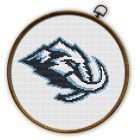 Utah Mammoth Logo Counted Cross Stitch Pattern - Download in PDF 7 Utah Mammoth logo cross stitch pattern shown in a wooden embroidery hoop