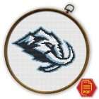 Utah Mammoth Logo Counted Cross Stitch Pattern - Download in PDF 1 Utah Mammoth logo counted cross stitch pattern shown in an embroidery hoop with PDF download badge