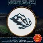 Utah Mammoth Logo Counted Cross Stitch Pattern - Download in PDF 3 Utah Mammoth logo counted cross stitch preview on fabric