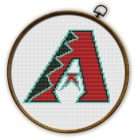 Arizona Diamondbacks Logo Counted Cross Stitch Pattern - Download in PDF 11 Arizona Diamondbacks logo cross stitch displayed in a wooden embroidery hoop